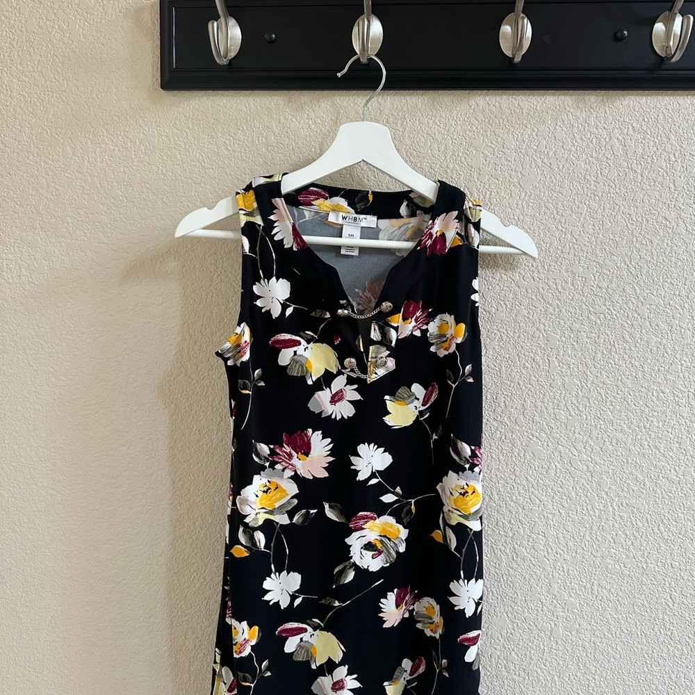 White House Black Market Floral Dress with Chain Detail